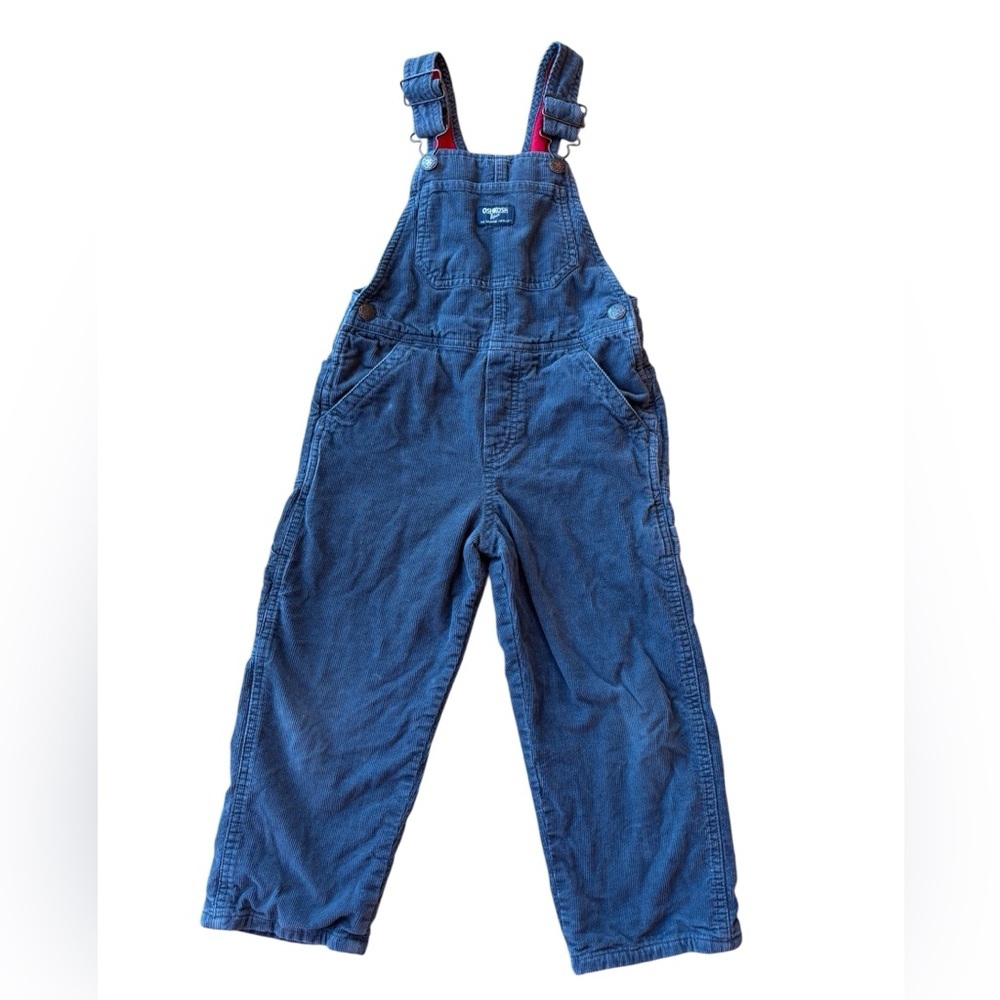 Oshkosh Flannel Lined Overalls Blue Corduroy Size 4T